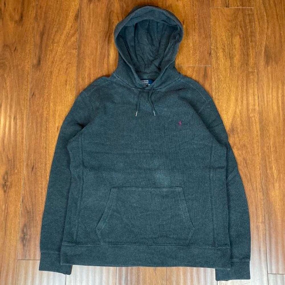 Vintage Polo Ralph Lauren Grey Pull-Over Hoodie Size M